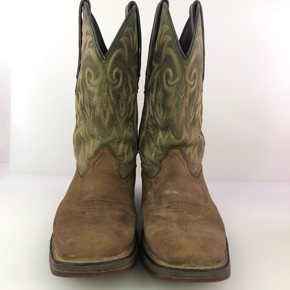 Durango Brown Leather Green Cowboy Western Boots Size 8.5 main image 4
